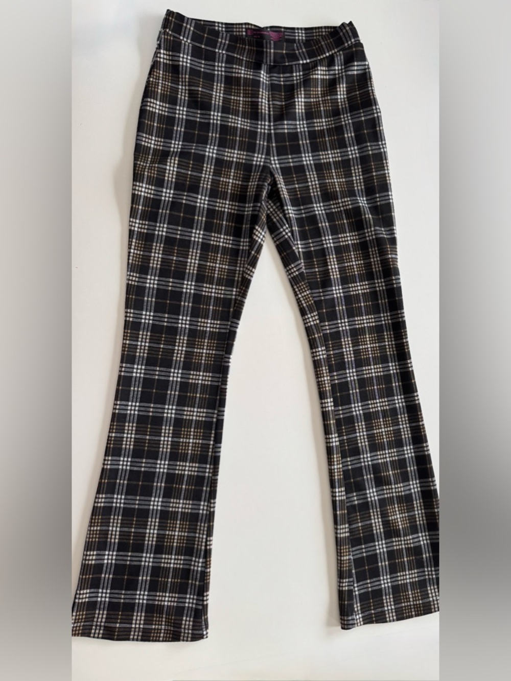 No Boundaries Plaid Flare Trousers